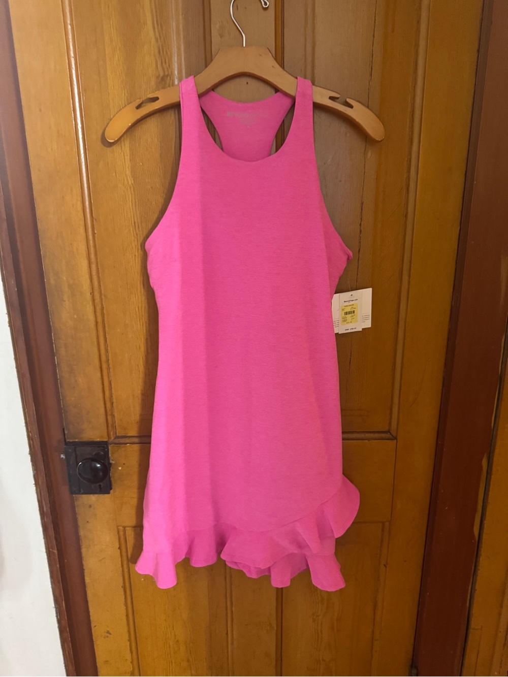 Beyond Yoga Pink Ruffle-Hem Tank Dress
